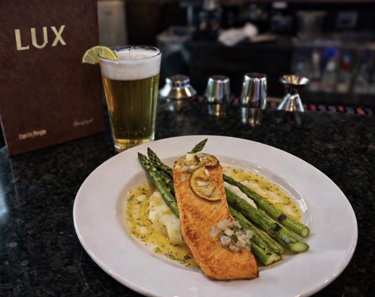 Signature plate presentation at Lux American Grill